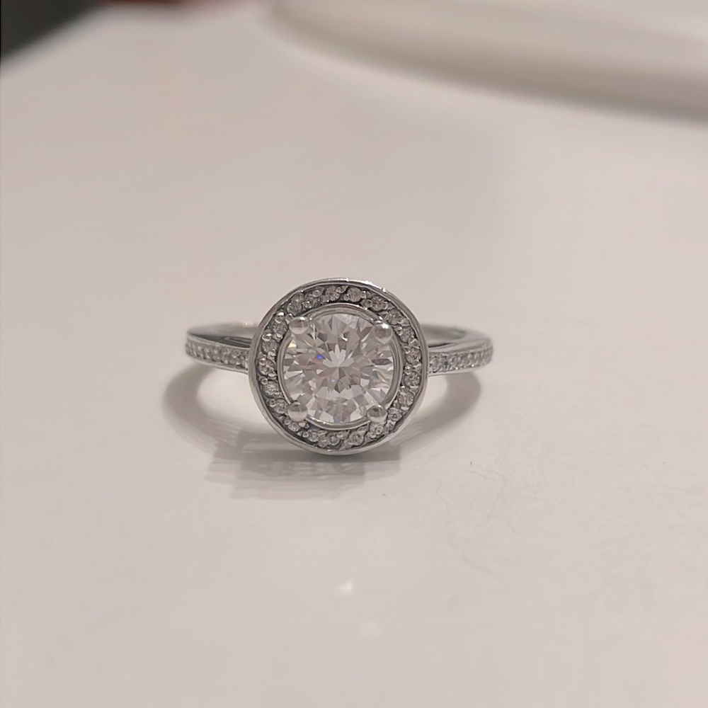 Sterling silver Diamonique Halo ring size 7.5